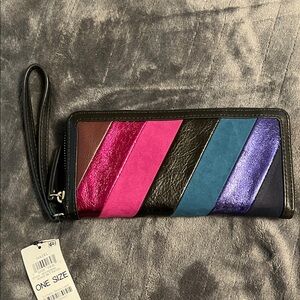 Hazel Vibrant Striped Wristlet Clutch